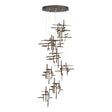 Hubbardton Forge 2022 Bronze Cast Glass (YC) Standard Tura 9-Light Frosted Glass Pendant