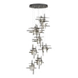 Hubbardton Forge 2022 Dark Smoke Cast Glass (YC) Standard Tura 9-Light Frosted Glass Pendant