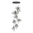 Hubbardton Forge 2022 Black Cast Glass (YC) Standard Tura 9-Light Frosted Glass Pendant