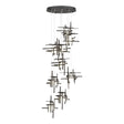 Hubbardton Forge 2022 Oil Rubbed Bronze Cast Glass (YC) Standard Tura 9-Light Frosted Glass Pendant