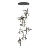 Hubbardton Forge 2022 Oil Rubbed Bronze Cast Glass (YC) Standard Tura 9-Light Frosted Glass Pendant