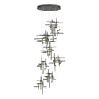 Hubbardton Forge 2022 Natural Iron Cast Glass (YC) Standard Tura 9-Light Frosted Glass Pendant