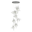 Hubbardton Forge 2022 Vintage Platinum Cast Glass (YC) Standard Tura 9-Light Frosted Glass Pendant