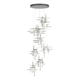 Hubbardton Forge 2022 Vintage Platinum Cast Glass (YC) Standard Tura 9-Light Frosted Glass Pendant