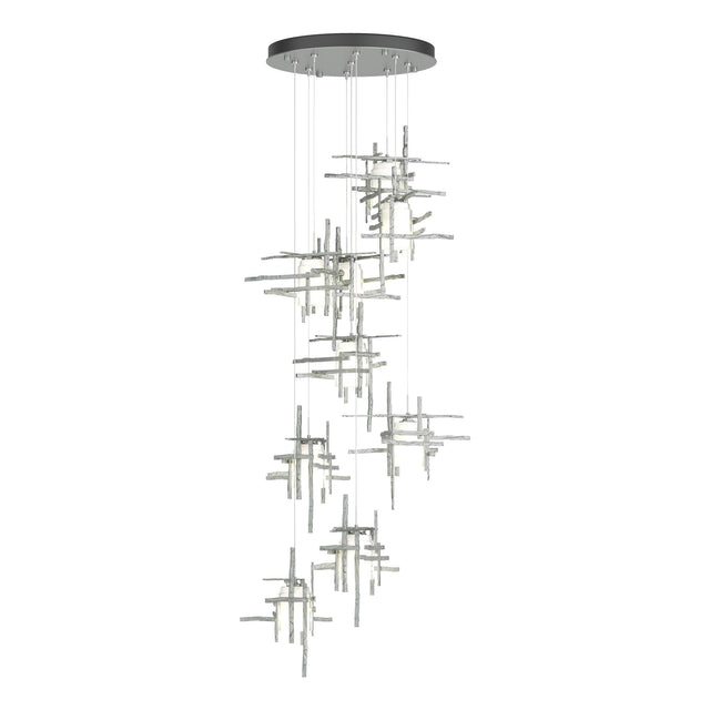 Hubbardton Forge 2022 Vintage Platinum Cast Glass (YC) Standard Tura 9-Light Frosted Glass Pendant