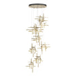 Hubbardton Forge 2022 Soft Gold Cast Glass (YC) Standard Tura 9-Light Frosted Glass Pendant