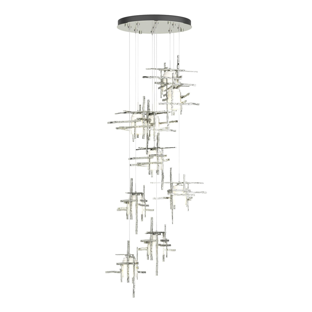 Hubbardton Forge 2022 Sterling Cast Glass (YC) Standard Tura 9-Light Frosted Glass Pendant