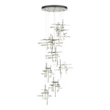 Hubbardton Forge 2022 Sterling Cast Glass (YC) Standard Tura 9-Light Frosted Glass Pendant