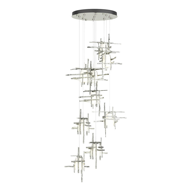 Hubbardton Forge 2022 Sterling Cast Glass (YC) Standard Tura 9-Light Frosted Glass Pendant