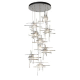 Hubbardton Forge 2022 Sterling Cast Glass (YC) Standard Tura 9-Light Frosted Glass Pendant