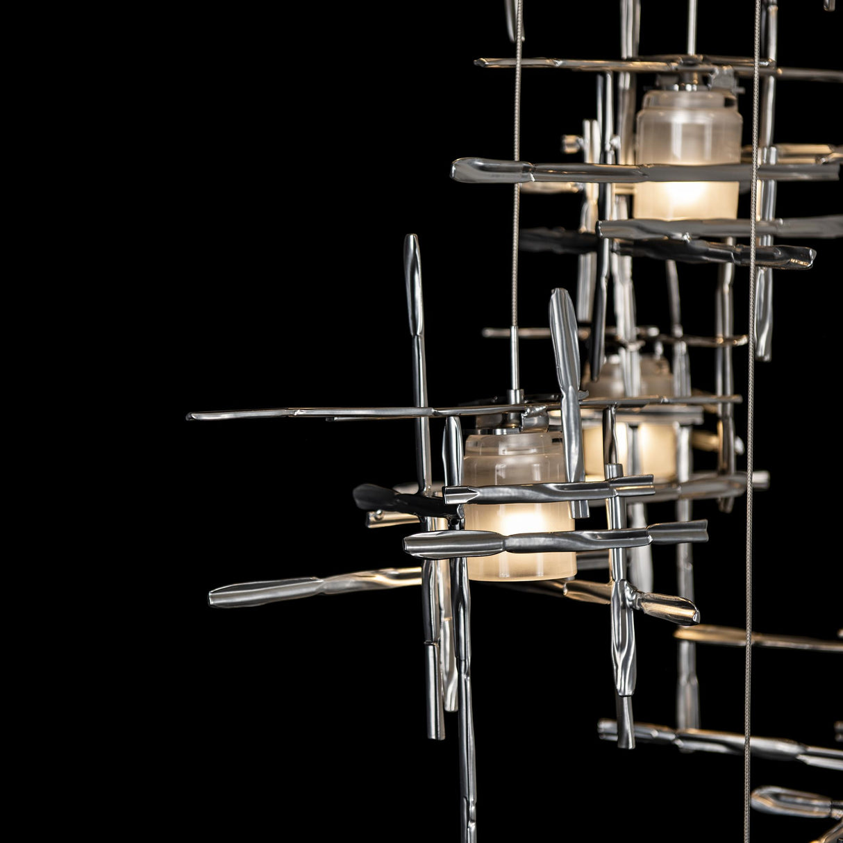 Hubbardton Forge 2022 Sterling Cast Glass (YC) Standard Tura 9-Light Frosted Glass Pendant