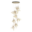 Hubbardton Forge 2022 Modern Brass Cast Glass (YC) Standard Tura 9-Light Frosted Glass Pendant