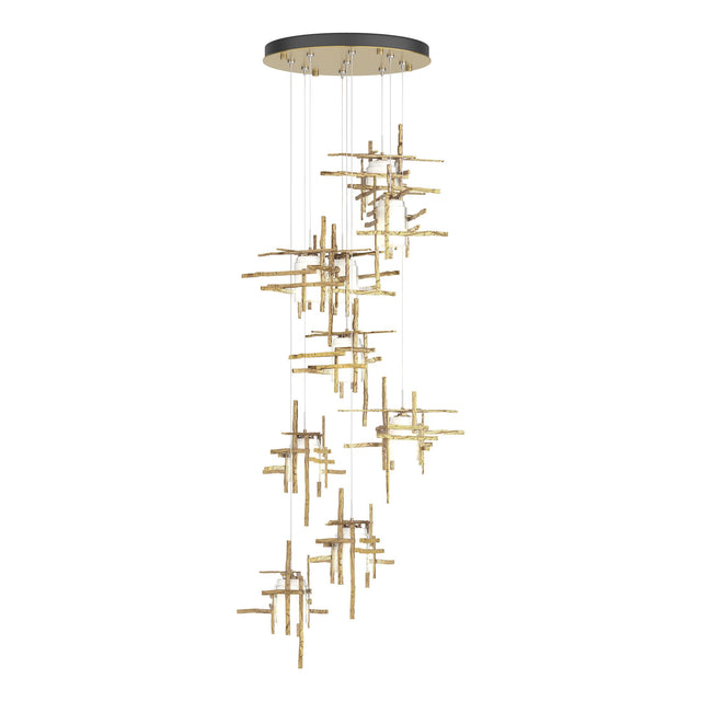 Hubbardton Forge 2022 Modern Brass Cast Glass (YC) Standard Tura 9-Light Frosted Glass Pendant
