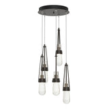 Hubbardton Forge 2023 Oil Rubbed Bronze Clear Bubble Glass (YG) Standard Link 5-Light Blown Glass Pendant