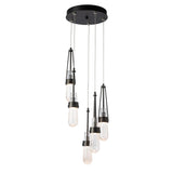 Hubbardton Forge 2023 Oil Rubbed Bronze Clear Bubble Glass (YG) Standard Link 5-Light Blown Glass Pendant