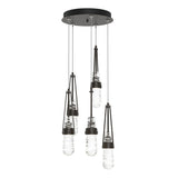Hubbardton Forge 2023 Oil Rubbed Bronze Clear Glass with White Threading (YJ) Standard Link 5-Light Blown Glass Pendant