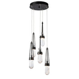 Hubbardton Forge 2023 Oil Rubbed Bronze Clear Glass with White Threading (YJ) Standard Link 5-Light Blown Glass Pendant