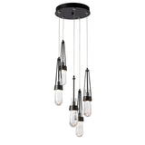 Hubbardton Forge 2023 Oil Rubbed Bronze Clear Glass with White Threading (YJ) Standard Link 5-Light Blown Glass Pendant