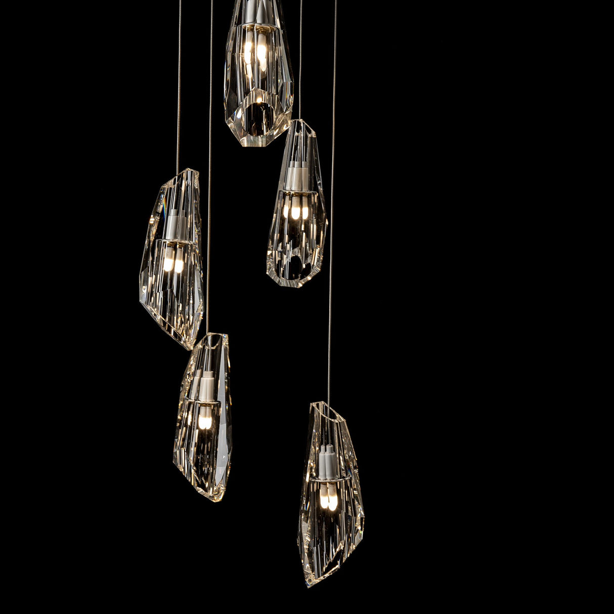 Hubbardton Forge 2023 White Crystal Standard Luma 5-Light Pendant