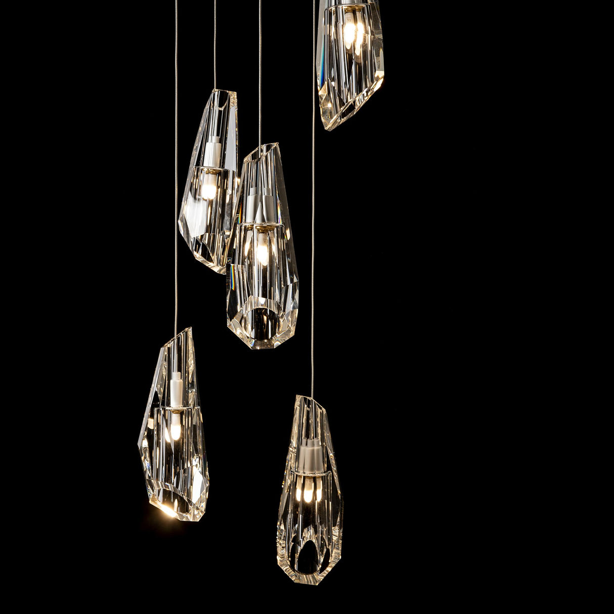 Hubbardton Forge 2023 White Crystal Standard Luma 5-Light Pendant