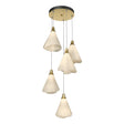 Hubbardton Forge 2023 Modern Brass Spun Frost (SH) Standard Mobius 5-Light Pendant