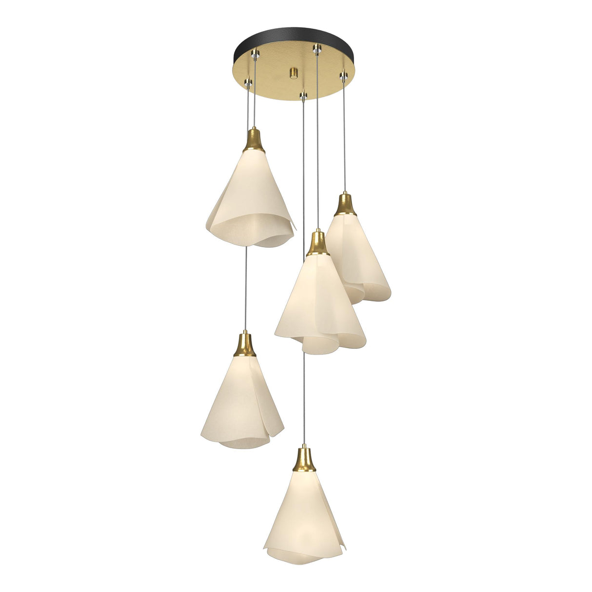 Hubbardton Forge 2023 Modern Brass Spun Frost (SH) Standard Mobius 5-Light Pendant