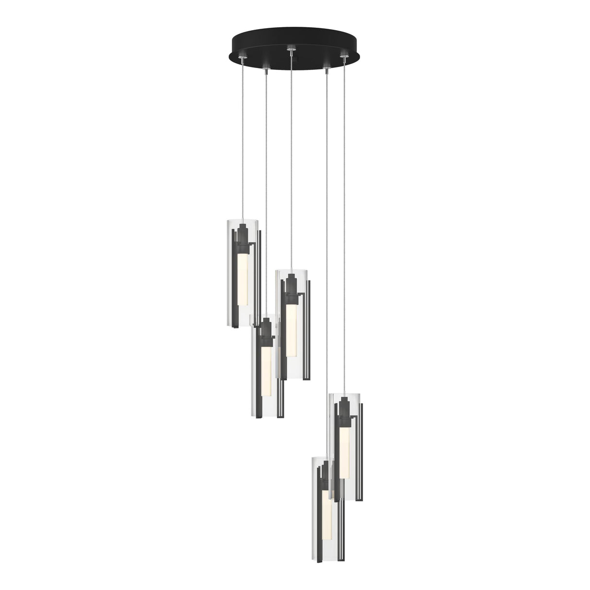 Hubbardton Forge 2023 Black Clear Glass (ZM) Standard Exos Glass 5-Light Pendant