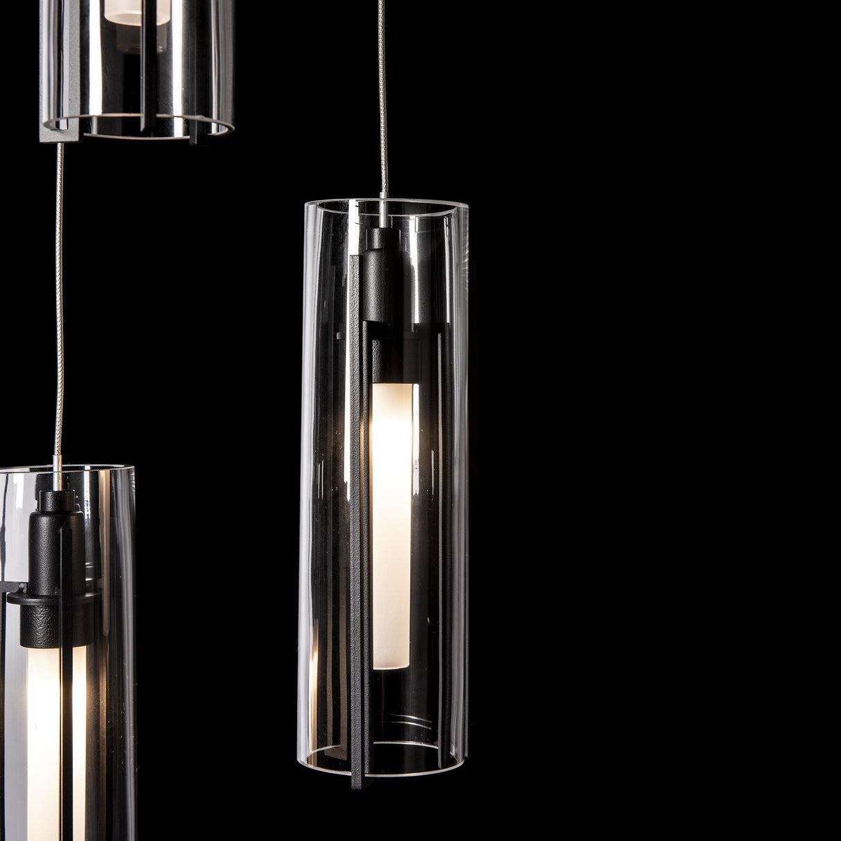 Hubbardton Forge 2023 Black Clear Glass (ZM) Standard Exos Glass 5-Light Pendant