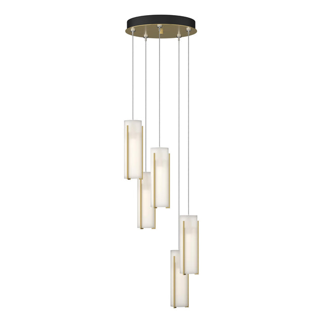 Hubbardton Forge 2023 Modern Brass Opal Glass (GG) Standard Exos Glass 5-Light Pendant