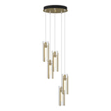 Hubbardton Forge 2023 Modern Brass Clear Glass (ZM) Standard Exos Glass 5-Light Pendant