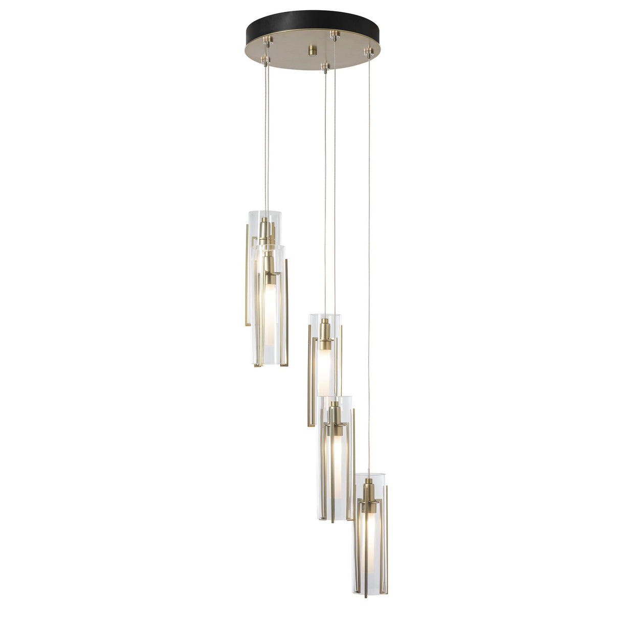 Hubbardton Forge 2023 Modern Brass Clear Glass (ZM) Standard Exos Glass 5-Light Pendant