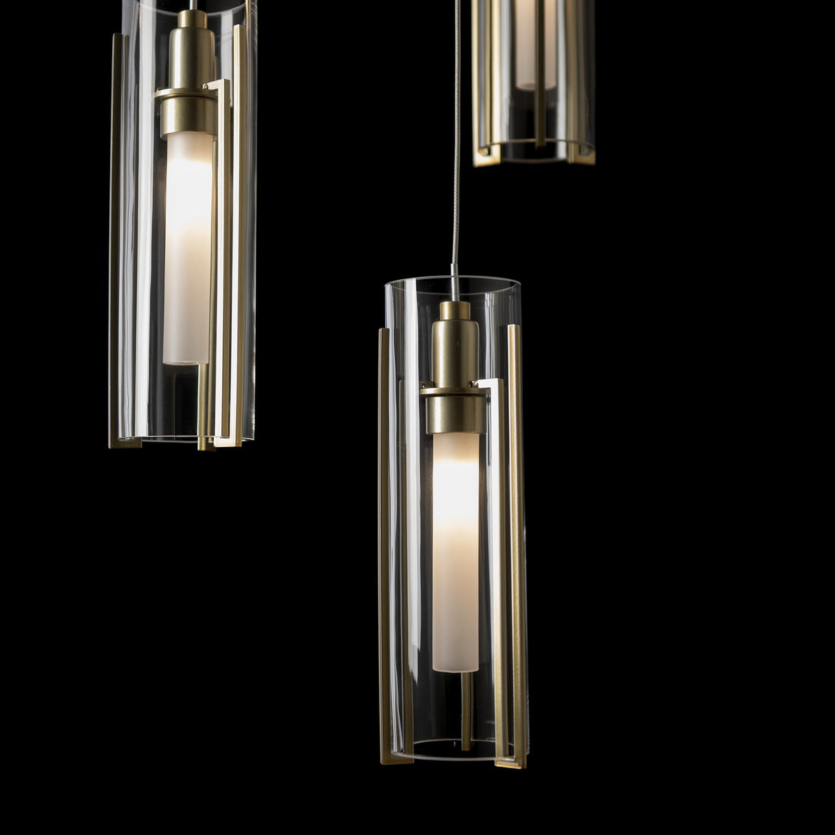 Hubbardton Forge 2023 Modern Brass Clear Glass (ZM) Standard Exos Glass 5-Light Pendant