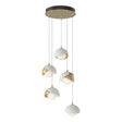 Hubbardton Forge 2023 Modern Brass White Opal Glass (GG) Standard Brooklyn 5-Light Double Shade Pendant