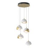 Hubbardton Forge 2023 Modern Brass White Opal Glass (GG) Standard Brooklyn 5-Light Double Shade Pendant