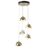 Hubbardton Forge 2023 Modern Brass White Opal Glass (GG) Standard Brooklyn 5-Light Double Shade Pendant