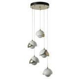 Hubbardton Forge 2023 Modern Brass White Opal Glass (GG) Standard Brooklyn 5-Light Double Shade Pendant