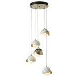 Hubbardton Forge 2023 Modern Brass White Opal Glass (GG) Standard Brooklyn 5-Light Double Shade Pendant
