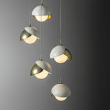 Hubbardton Forge 2023 Modern Brass White Opal Glass (GG) Standard Brooklyn 5-Light Double Shade Pendant