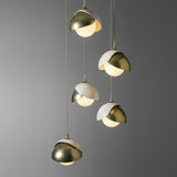 Hubbardton Forge 2023 Modern Brass White Opal Glass (GG) Standard Brooklyn 5-Light Double Shade Pendant