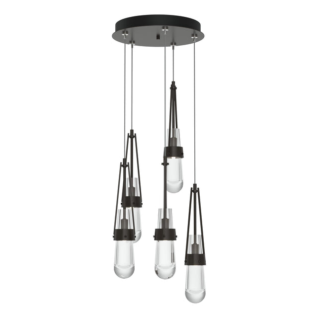 Hubbardton Forge 2023 Oil Rubbed Bronze Clear Glass (ZM) Standard Link 5-Light Clear Glass Pendant