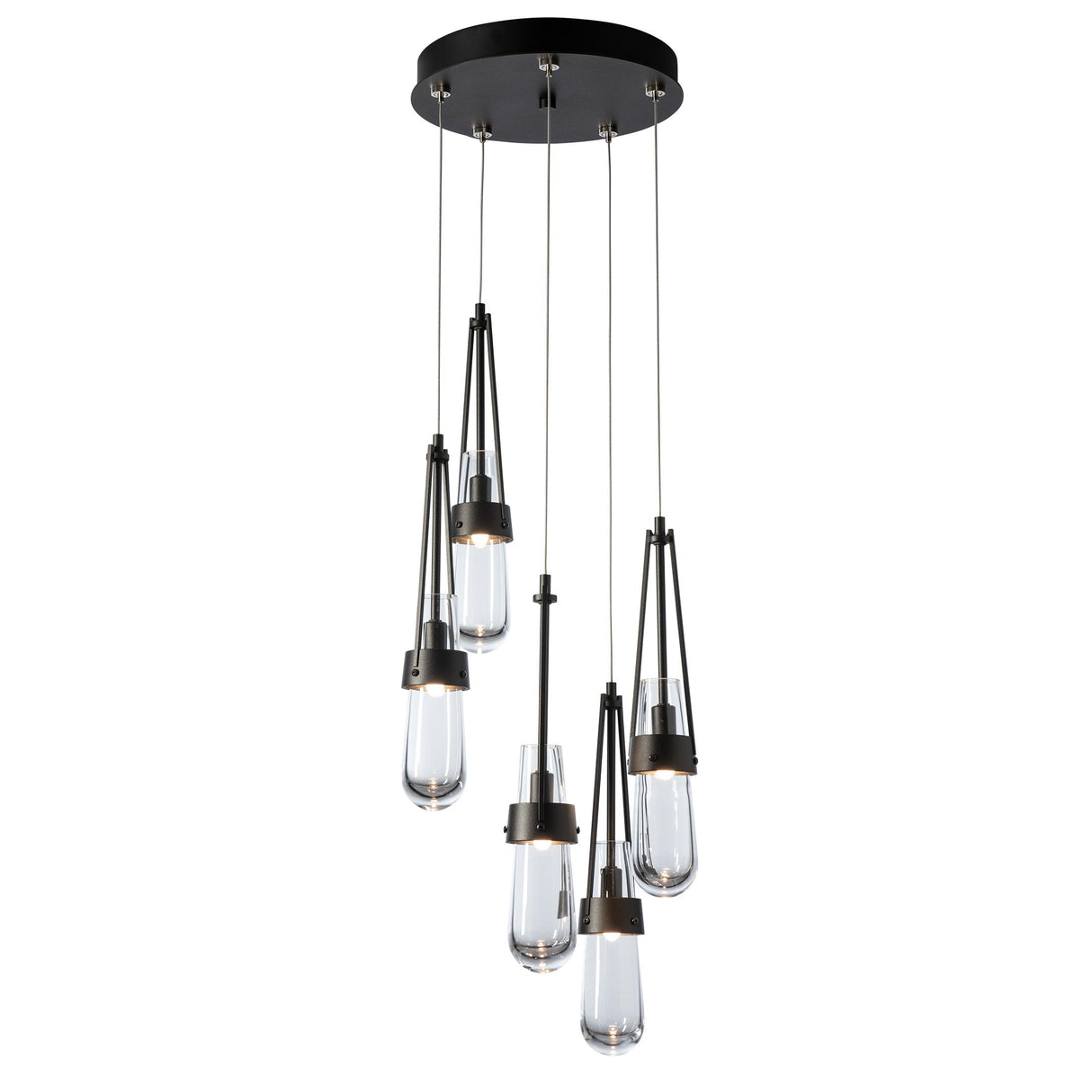 Hubbardton Forge 2023 Oil Rubbed Bronze Clear Glass (ZM) Standard Link 5-Light Clear Glass Pendant
