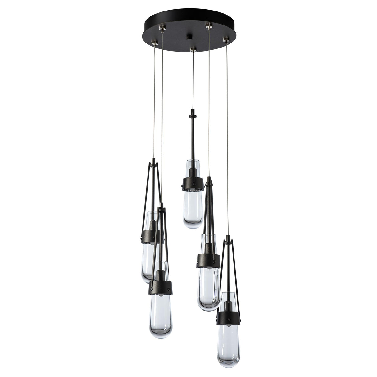 Hubbardton Forge 2023 Oil Rubbed Bronze Clear Glass (ZM) Standard Link 5-Light Clear Glass Pendant