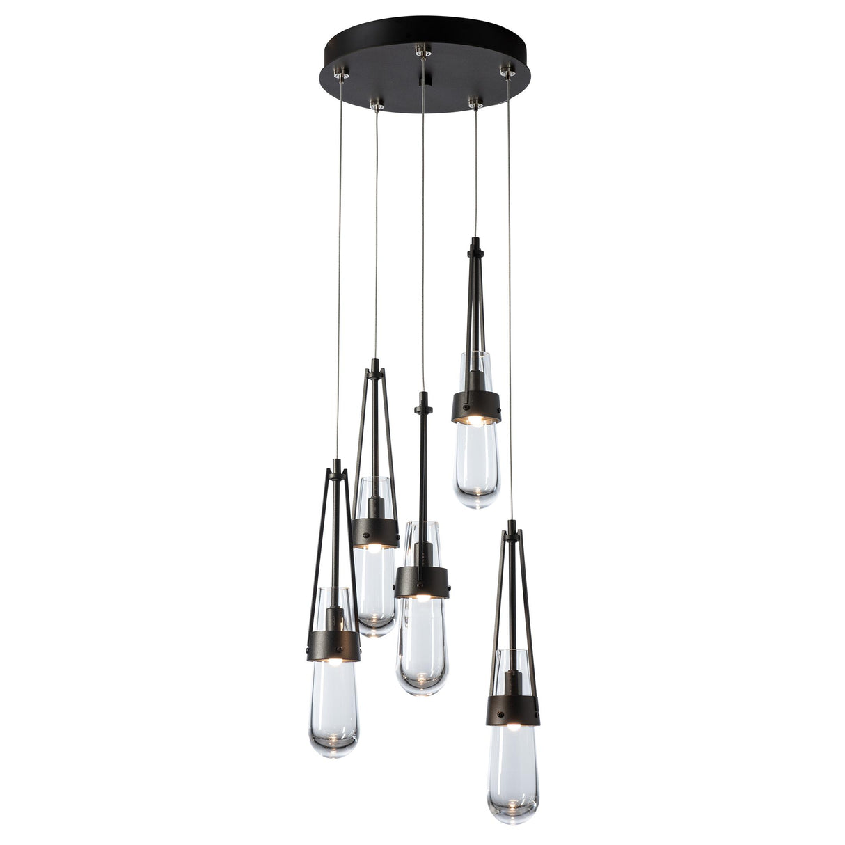 Hubbardton Forge 2023 Oil Rubbed Bronze Clear Glass (ZM) Standard Link 5-Light Clear Glass Pendant
