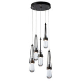 Hubbardton Forge 2023 Oil Rubbed Bronze Clear Glass (ZM) Standard Link 5-Light Clear Glass Pendant