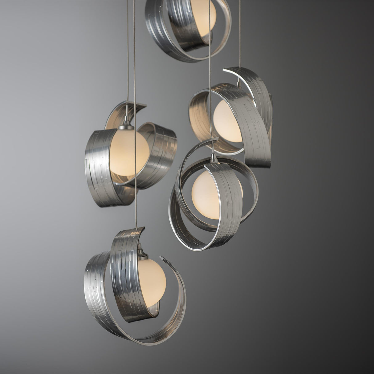 Hubbardton Forge 2023 Sterling Opal Glass (GG) Standard Riza 5-Light Pendant