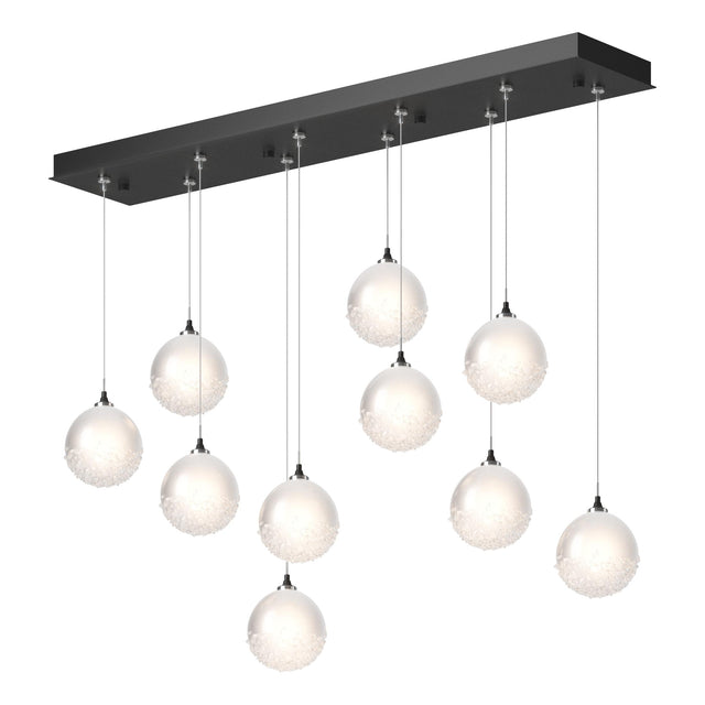 Hubbardton Forge 2023 Black Frosted Glass (FD) Standard Fritz Globe 10-Light Pendant