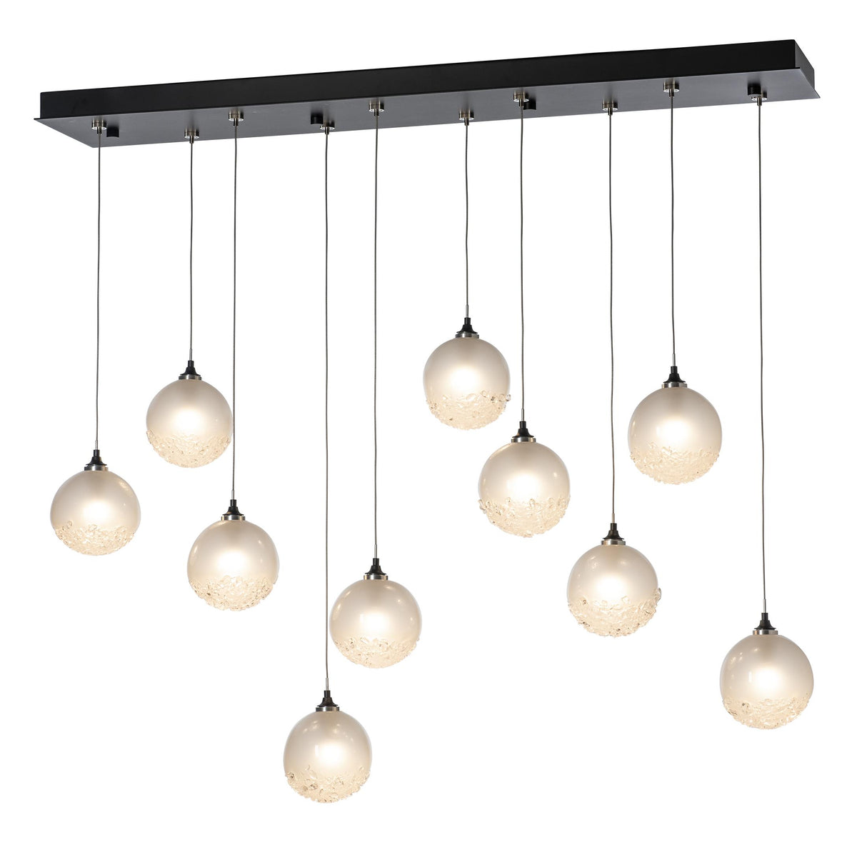 Hubbardton Forge 2023 Black Frosted Glass (FD) Standard Fritz Globe 10-Light Pendant
