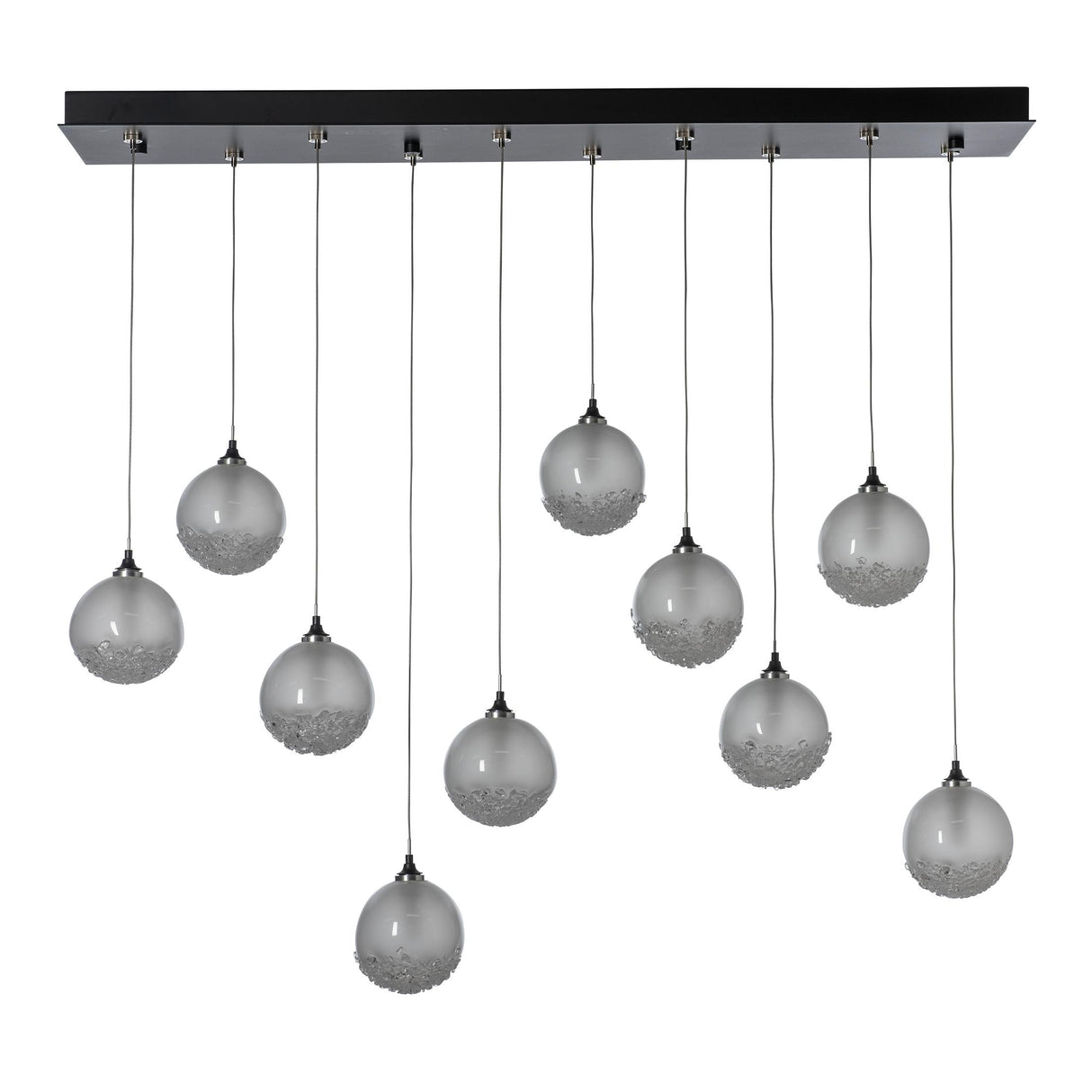 Hubbardton Forge 2023 Black Frosted Glass (FD) Standard Fritz Globe 10-Light Pendant