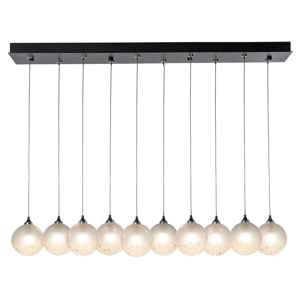 Hubbardton Forge 2023 Black Frosted Glass (FD) Standard Fritz Globe 10-Light Pendant