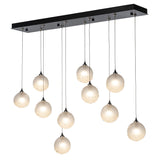 Hubbardton Forge 2023 Black Frosted Glass (FD) Standard Fritz Globe 10-Light Pendant